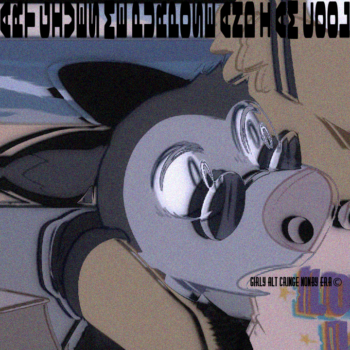 Edited image of Zeb from I Think I Like You with text ART GIVES ME PURPOSE AND I AM COOL and GIRLY ALT CRINGE NONBY ERA copyright symbol